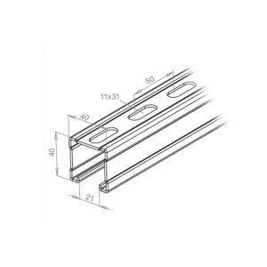 Alternative view of Perforated galvanized profile H40