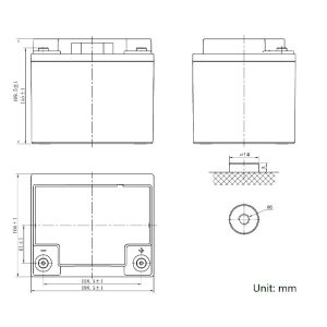 Alternative view of RITAR battery - 12.8V/50Ah