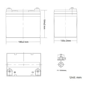 Alternative view of RITAR battery - 12.8V/30Ah