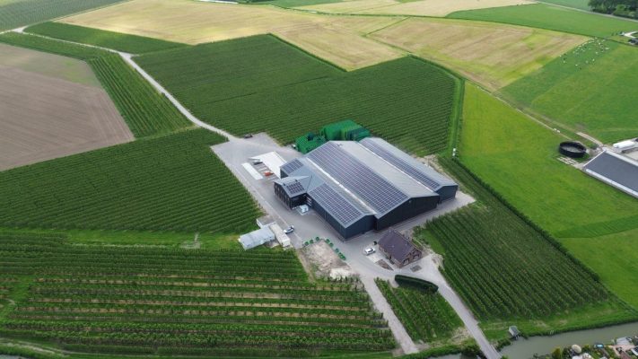 modern agricultural farm with photovoltaic system